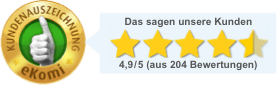 Ausgezeichnet durch das eKomi Siegel Gold!